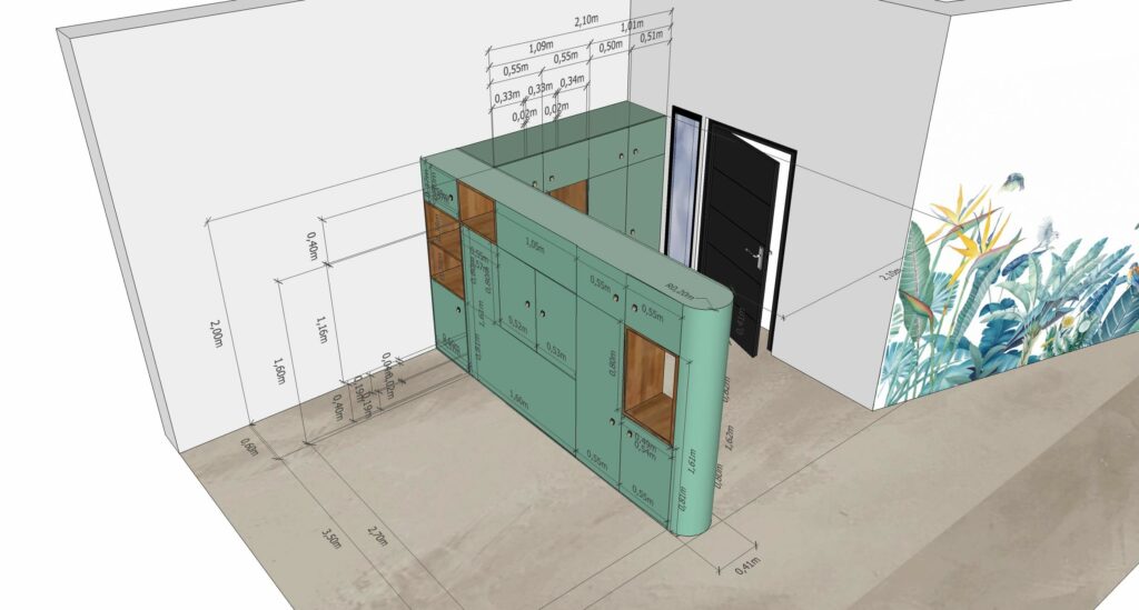 Plan pour meuble de séparation pour entrée à Tresses (entre-deux-mers).