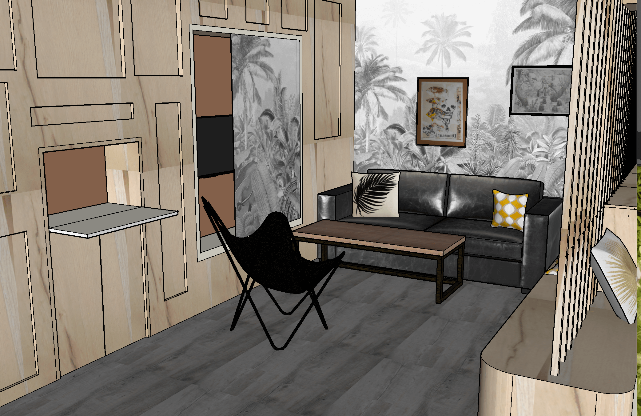 Agencement 3D pour extension de salon à Mérignac, par la décoratrice Georgette MagritteS.