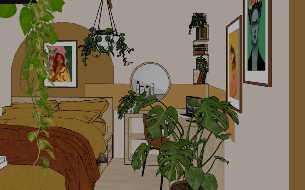 Visuel d'une chambre pour jeune adulte imaginée par la décoratrice à Quinsac.